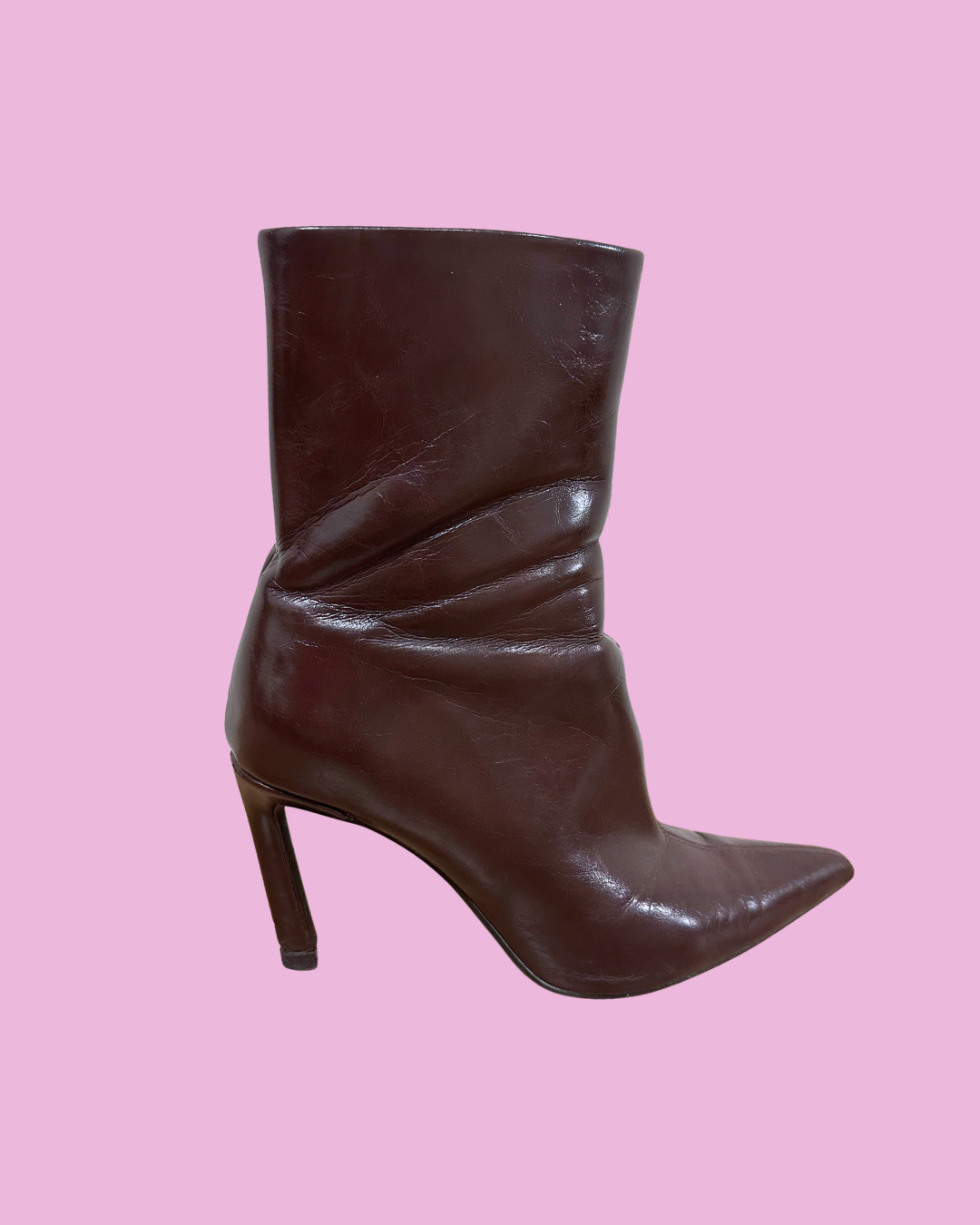 Burgundy High Heeled Ankle Boots