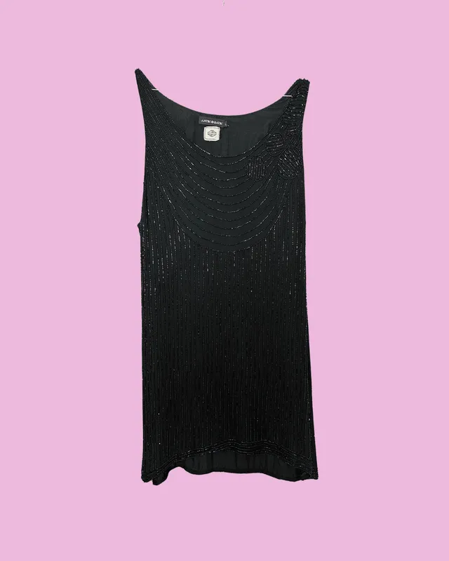 Black Beaded Mini Dress — photo 1