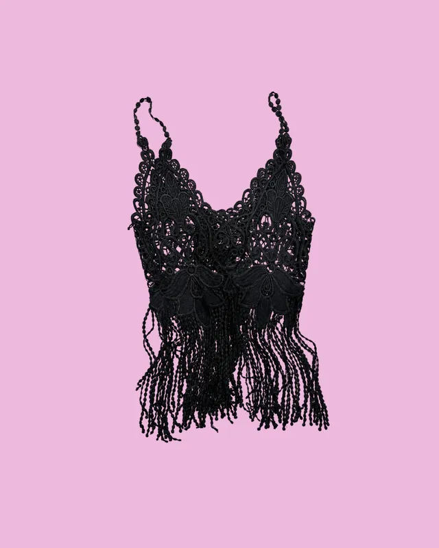 Black Crochet Crop Top — photo 1