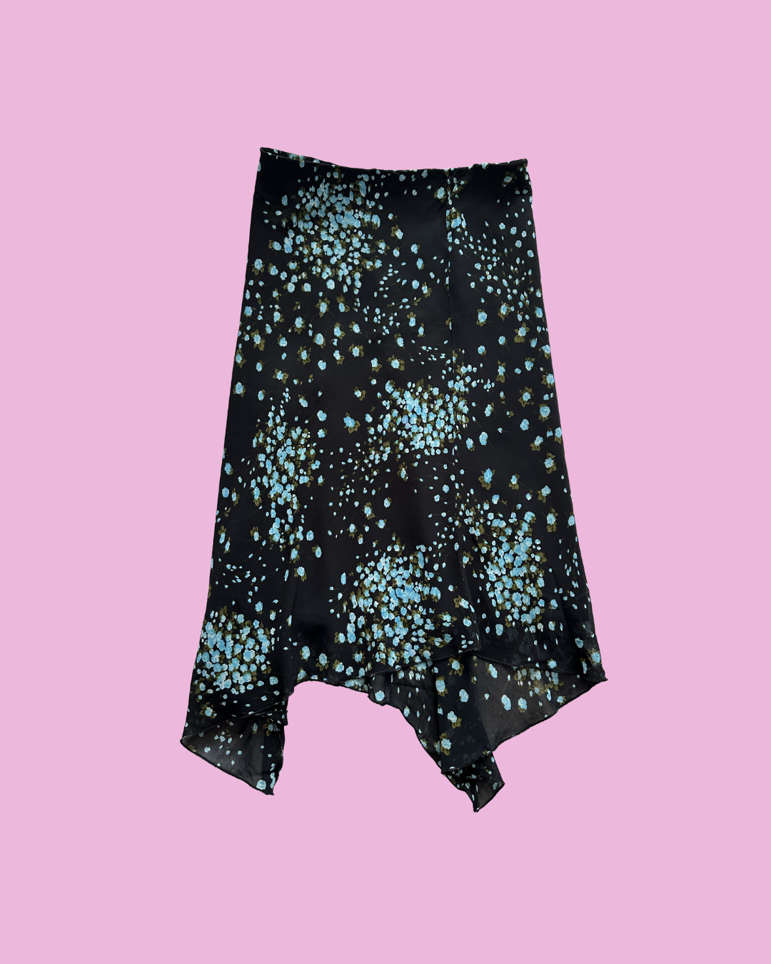 Black Ditsy Floral Asymmetric Midi Skirt — photo 1