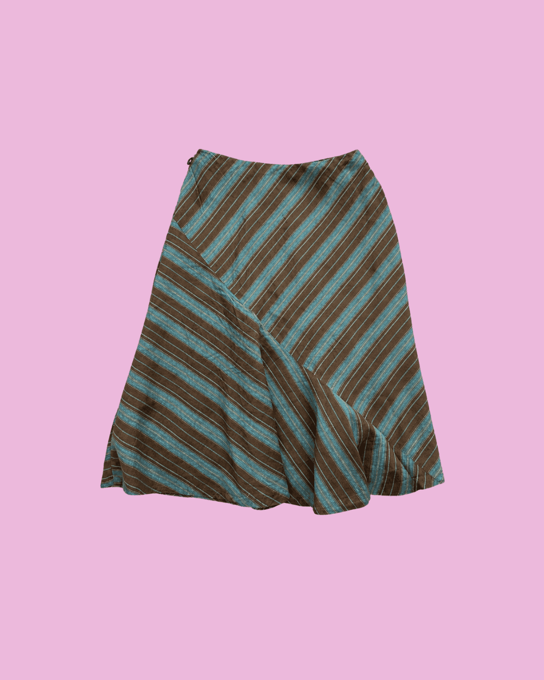 Brown & Teal Diagonal Stripe Wrap Midi Skirt — photo 1