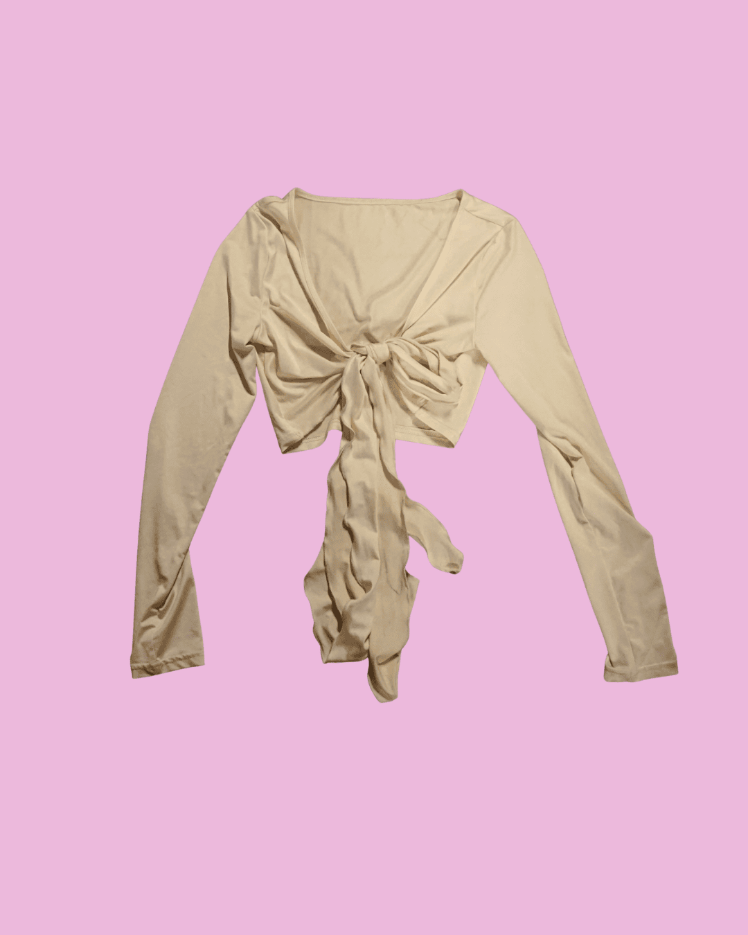 Cream Tie-Front Crop Top — photo 1
