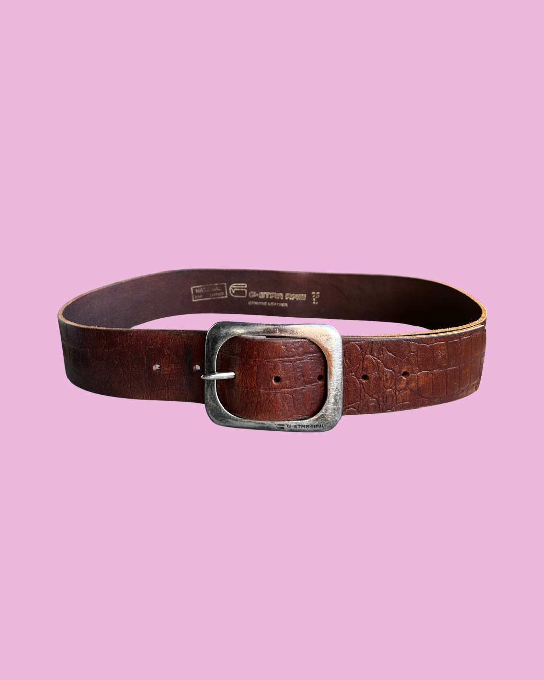 G-Star Brown Leather Belt with Silver Buckle — photo 1