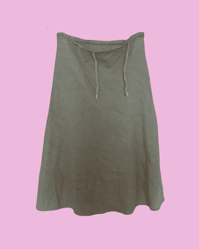 Khaki Linen Midi Skirt — photo 1