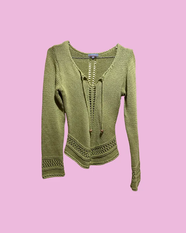Olive green knit cardigan — photo 1