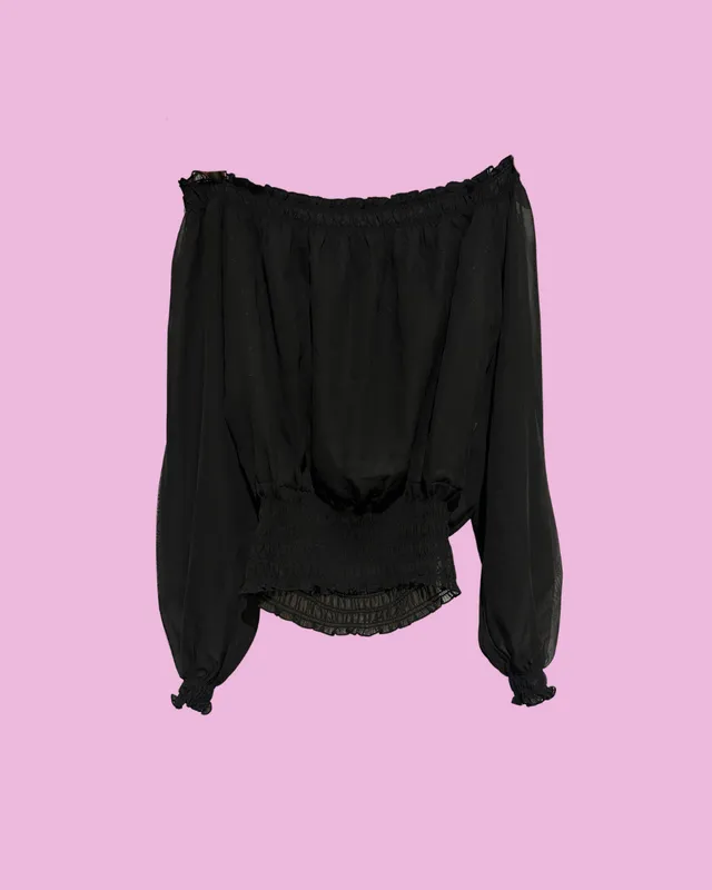 Black Off-Shoulder Blouse — photo 1