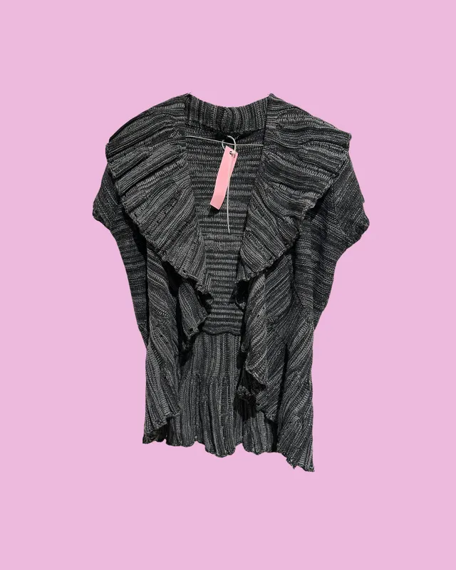 Charcoal Ruffle Cardigan — photo 1