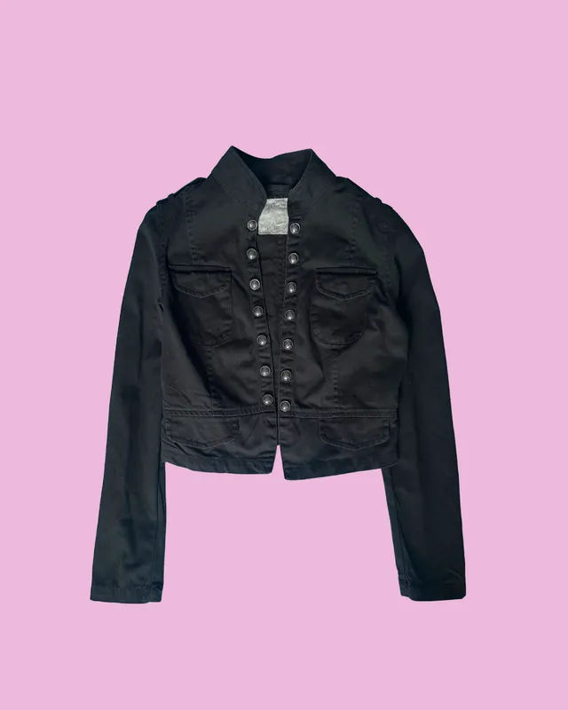 Black Military Denim Jacket — photo 1