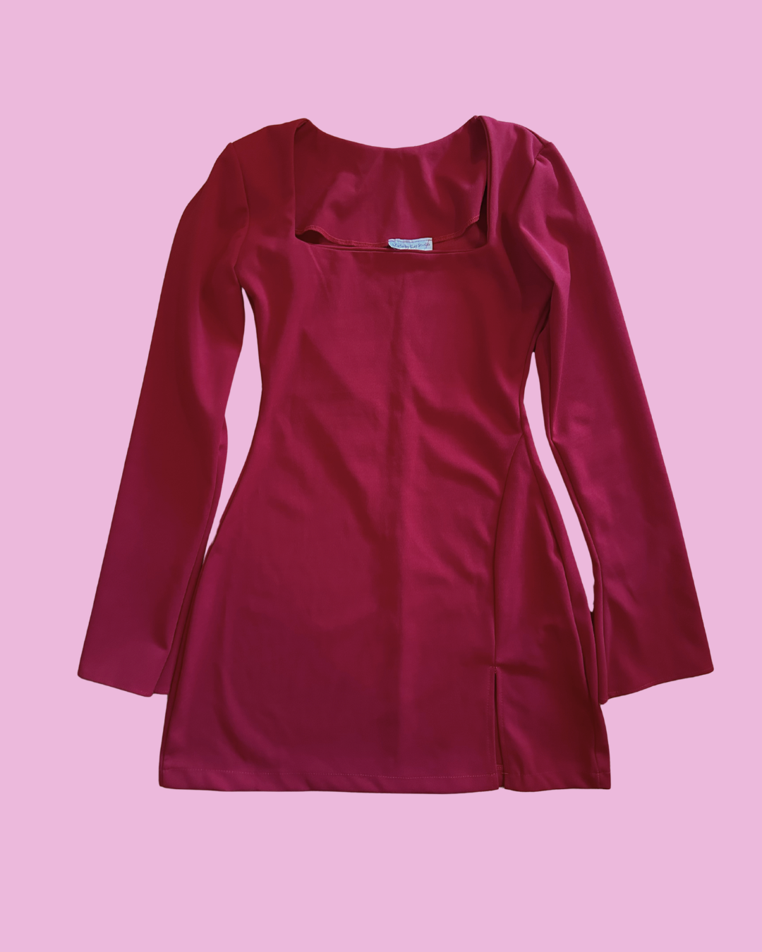 Red long-sleeve mini dress — photo 1