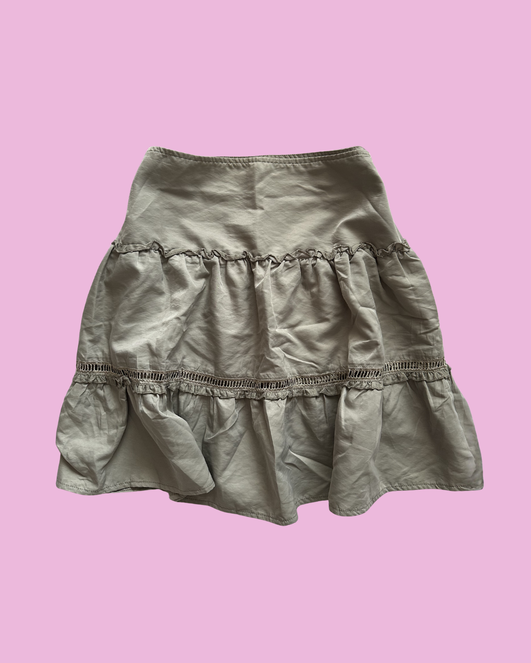 Sage Green Tiered Ruffle Mini Skirt — photo 1