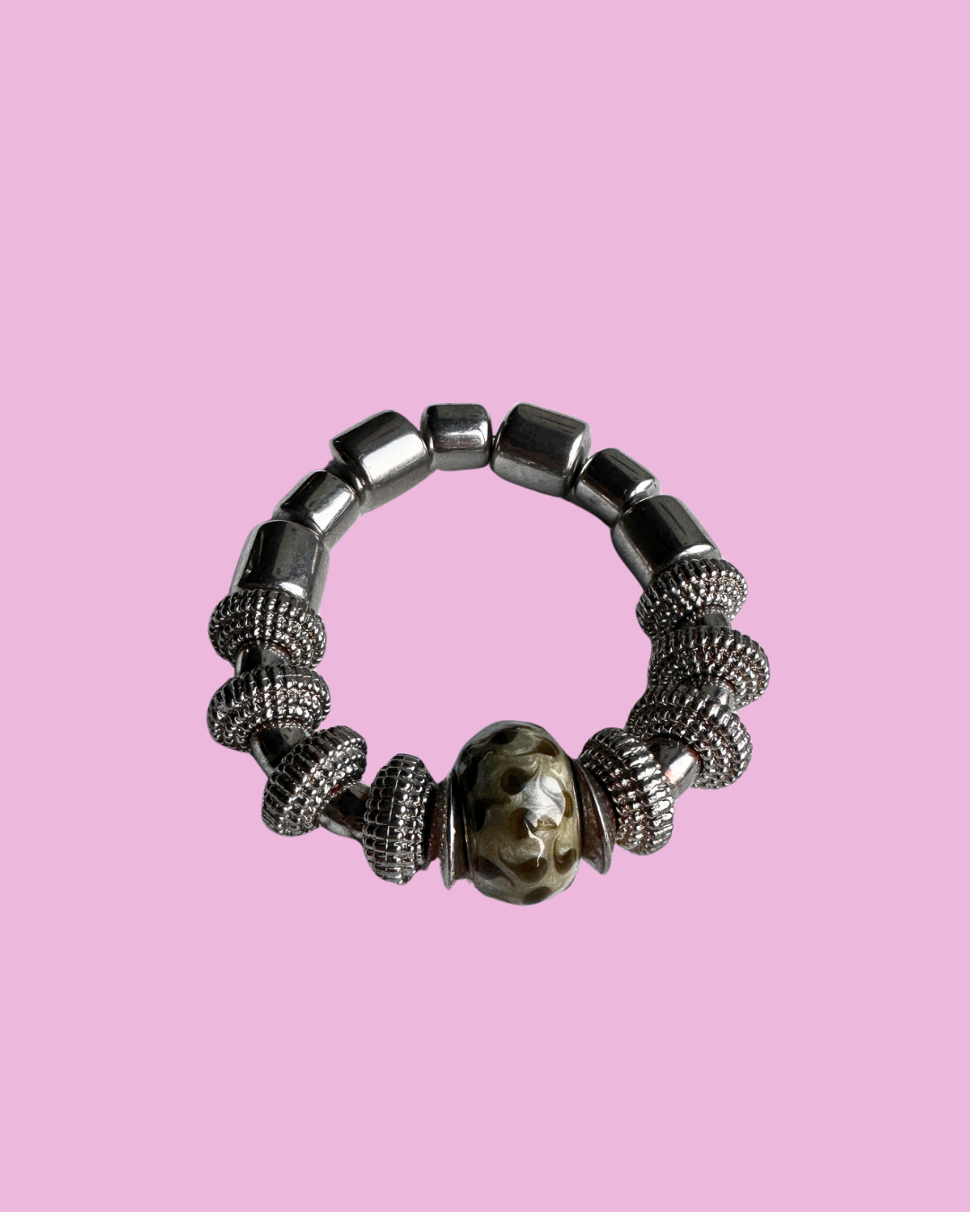 Silver Beaded Stretch Bracelet — photo 1
