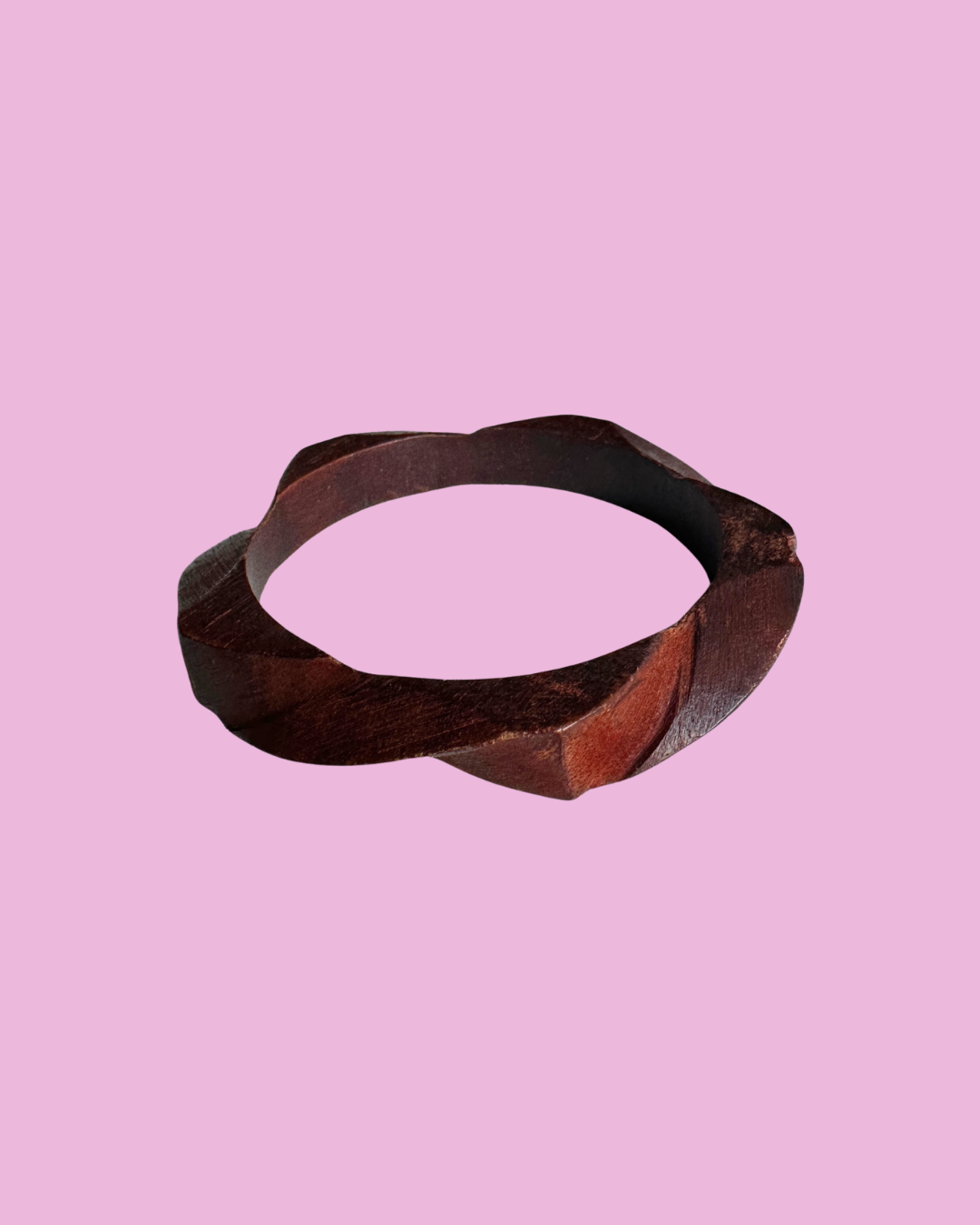 Twisted Dark Wood Geometric Bangle — photo 1