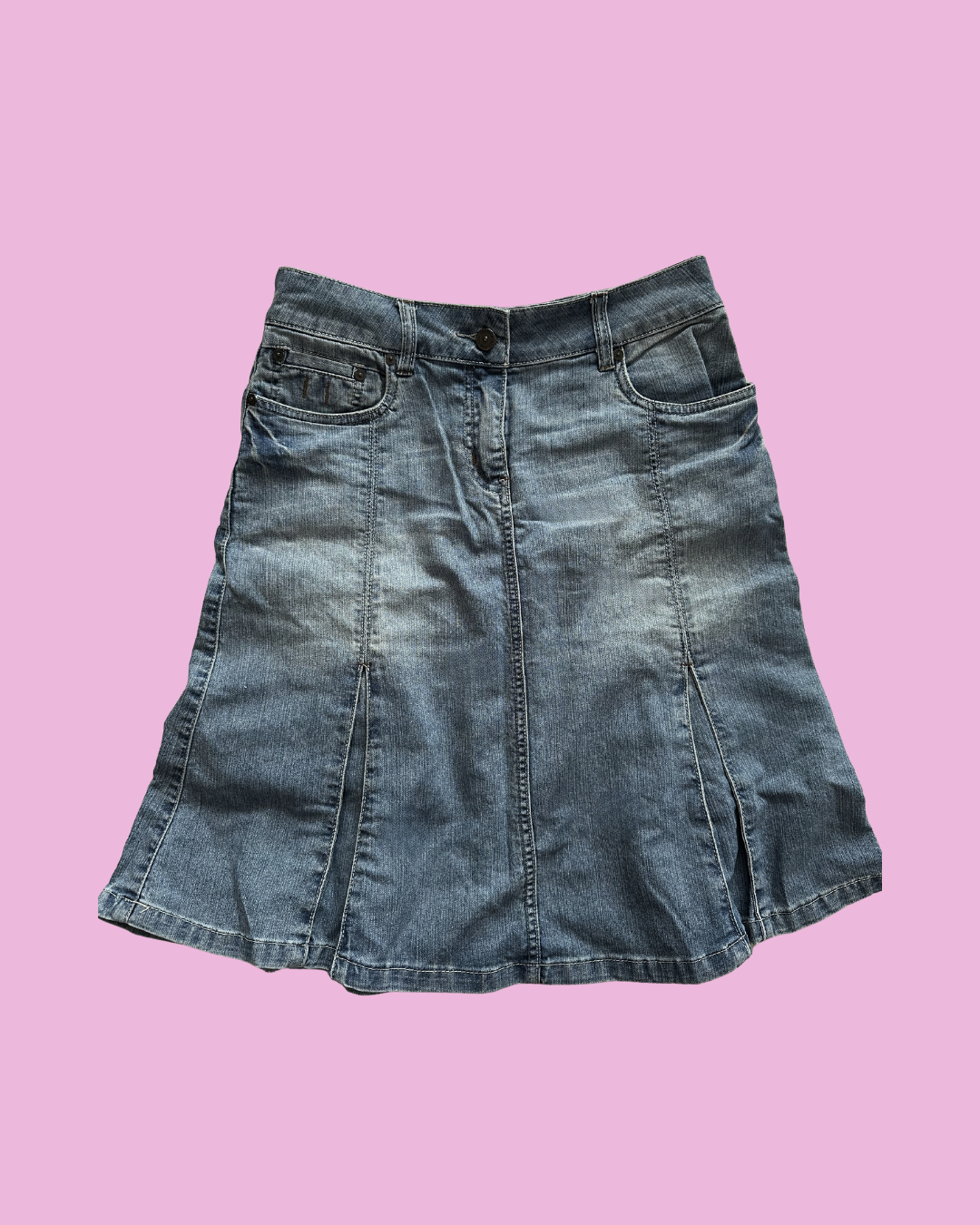 Washed Denim A-Line Midi Skirt — photo 1